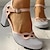 billige Højhælede sko til kvinder-Dame Hæle Oxfordsko Bullock Sko Plus størrelse Vintage sko Fest Kontor Daglig Prikker Vinter Kraftige Hæle Rund Tå Elegant Mode Minimalisme Syntetisk læder Hvid Grå