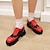 ieftine Oxfords de Damă-Pentru femei Mocasini Bullock Pantofi Mărime Plus Size Mocasini cu platforma Zilnic Bloc Culoare Platformă Blocați călcâiul Vârf rotund Punk Epocă Casual Plimbare Piele Originală Dantelat Negru Rosu