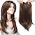 tanie Grzywki-18-calowa nakładka do włosów długie, warstwowe nakładki do włosów dla kobiet syntetyczne nakładki do włosów dla kobiet z przerzedzającymi się włosami ciemnozłoty brąz z refleksami wiglety z włókna