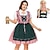 Χαμηλού Κόστους ρούχα του oktoberfest-plus size Oktoberfest παραδοσιακή γερμανική στολή κοριτσιού μπύρας dirndl μπλούζα trachtenkleider ποδιά 3 τμχ Μόναχο βαυαρική φορεσιά με περούκα