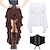 billiga Historiska- och vintagedräkter-kvinnors medeltida renässanskläder 3 st pirat viking bondtoppar korsett bälte steampunk kjol asymmetrisk fåll larp cosplay kostym