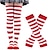 お買い得  カーニバルの衣装-2 個膝ストライプソックスと長い腕暖かい手袋セットクリスマスソックス女性の y2k レトロクリスマスアクセサリーマルディグラ