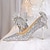 baratos Sapatos de Noiva-Sapatos de casamento para noiva, dama de honra, mulheres, bico fechado, bico fino, prata pu, com glitter, laço, estilete, salto alto, festa de casamento, dia dos namorados, sapatos brilhantes, elegante, clássico