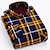cheap Men&#039;s  Overshirts-Men&#039;s Shacket Yellow Camel Brown Long Sleeve Plaid / Striped / Chevron / Round Classic Collar Fall / Winter New Year Vacation Clothing Apparel Print