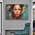 abordables Pinturas de personas-Hermosa pintura figurativa abstracta pintada a mano de mujer en tonos coloridos con patrón geométrico arte moderno vibrante decoración de pared para el hogar sin marco