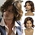 cheap Mens Wigs-Mens Brown Wig Short Curly Side Part Synthetic Hair Replacement Wig for Daily Party Costume Halloween