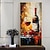 baratos Pinturas de Natureza Morta-Garrafa de vinho pintura pintada à mão copo de vinho arte original vinho tinto casa decoração da parede da cozinha arte moderna lona rolada sem moldura