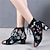 cheap Latin Shoes-Women&#039;s Latin Shoes Modern Shoes Dance Boots Performance Wedding Party Evening Velvet Floral Bootie Fashion Party / Evening Stylish Pattern / Print Thick Heel Round Toe Lace-up Adults&#039; Black