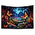 abordables Tapices de luz negra-Tapiz de luz negra UV reactivo que brilla en la oscuridad mariposa bosque trippy brumoso naturaleza paisaje colgante tapiz pared arte mural para sala dormitorio