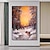 ieftine Picturi cu Peisaje-pictură în ulei pictată manual sediul soarelui zăpadă scenă pădure de mesteacăn pictură decorativă pictură peisagistică mare pânză cadou artă cadou de Crăciun pânză rulată (fără cadru)