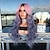 お買い得  トレンドの合成ウィッグ-ロングストレート合成ウィッグ – ワインレッドとピンクパープルの巻き毛が付いた緑の波状紫色の巻き毛ウィッグ – 女性用のスタイリッシュで多用途なヘアピース