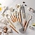 cheap Cooking Utensils-14pcs/set, Silicone Utensil Set, White Kitchen Utensil Set, Safety Cooking Utensils With Storage Bucket, Non-Stick Cooking Utensils With Wooden Handle, Cookware, Kitchen Utensils, Apartment Essentials