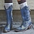 billige Cowboy og vestlige støvler-Dame Støvler Cowboy Western støvler Store størrelser utendørs Arbeid Daglig Støvler til midt på leggen Vinter Nagle Snøring Blokker hælen Tykk hæl Spisstå Elegant Mote Klassisk PU Tøfler Svart Rød Blå