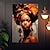 お買い得  人物画-手作り油絵キャンバス壁アート装飾フィギュア肖像アフリカ美少女抽象家の装飾用ロールフレームレス未延伸絵画