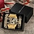 Недорогие Кварцевые часы-3 шт./компл., роскошные золотые браслеты в стиле хип-хоп, мужские кварцевые часы из нержавеющей стали, спортивные наручные часы с большим циферблатом и календарем, подарочный набор для папы