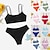cheap Swimwear-Kids Girls&#039; Bikini Outdoor Solid Color Active Bathing Suits 7-13 Years Summer Sea Blue Black Light Green
