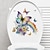 tanie Naklejki ścienne 3D-Naklejka na toaletę z motylem w tęczowych kwiatach, dekoracyjne naklejki do toalety w łazience, naklejka do samodzielnego wykonania gospodarstwa domowego, zdejmowane naklejki ścienne do łazienki