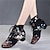 cheap Latin Shoes-Women&#039;s Latin Shoes Modern Shoes Dance Boots Performance Wedding Party Evening Velvet Floral Bootie Fashion Party / Evening Stylish Pattern / Print Thick Heel Round Toe Lace-up Adults&#039; Black