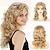 abordables perruque plus âgée-Perruques blondes de cheveux ondulés bouclés de 20 pouces de long perruques de cheveux doux moelleux avec frange pour les femmes perruques de cheveux en fibres synthétiques