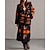 voordelige Damesjassen &amp; trenchcoats-Dames Winterjas Alledaagse kleding Herfst Winter Lang jas Ruim Passend Houd Warm Stijlvol Jacks Lange mouw Print Geometrisch patroon Afdrukken Wit patron Zwart Geel