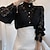 cheap Women&#039;s Blouses &amp; Shirts-Women&#039;s Blouse Solid Colored Daily Black White Apricot Hole Elegant Fashion Elegant &amp; Luxurious Shirt Collar Regular Fit Spring Fall Winter