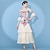 cheap Ballroom Dancewear-Ballroom Dance Dress Printing Ruffles Women&#039;s Performance Training Half Sleeve Natural Polyester