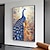 cheap Animal Paintings-Mintura Handmade Abstract Animal Peacock Oil Paintings On Canvas Wall Art Decoration Modern Picture For Home Decor Rolled Frameless Unstretched Painting
