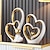 billige Statuer-dobbel hjerteporselensdekor for stue, entré, salongbord og hyller - perfekt jubileums- og farsdagsgave for par og elskere - moderne og dekorativ hjemmeinnredning