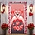 Недорогие Дверные чехлы-День святого Валентина розы сердце дверные покрытия фреска декор дверной гобелен дверной занавес украшение фон дверной баннер съемный для входной двери в помещении и на открытом воздухе украшение для