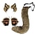 cheap Carnival Costumes-Cat Ears and Wolf Fox Animal Tail Cosplay Costume Faux Fur Hair Clip Headdress Halloween Leather Headband Gloves Tail Set