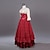 billige Historiske kostymer og vintagekostymer-Victoriansk Renessanse Kostume Dame Drakter Rød+Gylden Vintage Cosplay 50% Bomull / 50% Polyester 3/4 ermer Puffermer