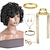 Χαμηλού Κόστους Κοσμήματα &amp; Αξεσουάρ-συνθετική περούκα άφρο σγουρά με κτυπήματα μηχανής φτιαγμένη περούκα κοντή μαύρα συνθετικά μαλλιά γυναικείο cosplay party σε συνδυασμό με κολιέ ντίσκο, σκουλαρίκια, δαχτυλίδι και γυαλιά ηλίου για πάρτι κότας