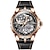 お買い得  機械式腕時計-新しい謝礼ブランドメンズ腕時計発光スケルトン機械式時計ファッション潮ビジネステープ防水スポーツメンズ腕時計