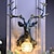 baratos Iluminação e Candeeiros de Parede-lâmpada de parede cabeça de cervo da sorte lâmpada de chifre de resina criativa luz de montagem em parede com abajur de cristal acessório de decoração para sala de estar em branco
