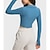 cheap Women&#039;s Sportswear-Women&#039;s Crop Top Yoga Tops Solid Color Yoga Fitness Button Thumbhole Ribbed Black White Blue V Neck High Elasticity Spring &amp;  Fall