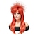 abordables Pelucas para disfraz-peluca diva rock peluca sintética recta asimétrica peluca larga a1 pelo sintético mujer cosplay suave fiesta rojo