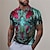 cheap Men&#039;s Button Up Polos-Floral Cross Men&#039;s Vintage 3D Print Polo Shirt Golf Polo Outdoor Daily Wear Streetwear Polyester Short Sleeve Turndown Polo Shirts Lake blue Red Summer S M L Micro-elastic Lapel Polo