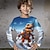 tanie chłopięce koszulki 3D-Dla chłopców 3D Dinozaur T-shirt Koszula Długi rękaw Druk 3D Wiosna Jesień Sport Moda Moda miejska Poliester Dzieci 3-12 lat Półgolf Na zewnątrz Codzienny Regularny