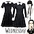 abordables Disfraces de películas y televisión-Vestido de miércoles Addams para adultos, familia Addams, vestido gótico para mujer, película, cosplay, fiesta de disfraces, pequeño vestido negro, mascarada con peluca de miércoles Addams, lindo