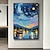 billiga Landskapsmålningar-stjärnhimmel nattmålning handmålad blå texturerad väggkonst stor natthimmel målning båt abstrakt målning blå abstrakt målning för hem väggdekor ingen ram