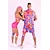 abordables Disfraces para parejas y grupos-Parejas película trajes de patinaje sobre ruedas trajes de muñeca mono rosa fuerte disfraz de cosplay para parejas de hombres y mujeres carnaval de Halloween mascarada