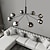 abordables Diseño Sputnik-Lámpara colgante LED de estilo moderno, accesorios de iluminación de techo de 3/5/8 luces, lámpara de techo moderna de montaje semiempotrado en negro mate con pantalla de vidrio