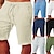 cheap Linen Shorts-Men&#039;s Linen Shorts Summer Shorts Pocket Drawstring Elastic Waist Plain Comfort Outdoor Daily Going out Linen / Cotton Blend Fashion Streetwear Black White