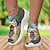 billige Grafiske printsko-Dame Kondisko Slip-Ons Print sko Dyreprint Plus størrelse udendørs Daglig Hund 3D Flade hæle Mode Afslappet Flyvende vævning Grøn