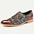 baratos Sapatos Oxford para Homem-Sapatos sociais masculinos vermelho marrom vintage estampa paisley padrão de pele de carneiro antiderrapante cadarço