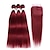 お買い得  三つ編みクロージャー付き-赤毛バンドルレミーヘア 100% ブラジル人毛ストレートバーガンディ織りバンドルレースフロント閉鎖ヘアエクステンション黒人女性のための混合長さ