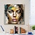 رخيصةأون لوحات الأشخاص-لوحة فنية جدارية من القماش على شكل وجه فتاة ملونة مرسومة يدويًا لصورة امرأة من القماش لتزيين الحائط لوحة وجه فتاة تجريدية من القماش لديكور الغرفة وديكور المنزل بدون إطار