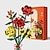 billiga Byggleksaker-kvinnors dag presenter blomma ros bukett byggsats med lock display box gör det själv blomma botanisk samling byggstenar tegel skrivbord hem mors dag presenter till mamma