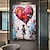 baratos Pinturas de Pessoas-menina com coração balão arte em tela pintada à mão figuras coloridas pintura estilo Banksy graffiti tela de arte de parede para decoração de parede de casa sem moldura