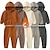 cheap Sets-2 Pieces Kids Boys Hoodie &amp; Sweatpants Set Outfit Solid Color Long Sleeve Pocket Cotton Set Outdoor Fashion Cool Spring Fall 3-7 Years Black Brown Khaki